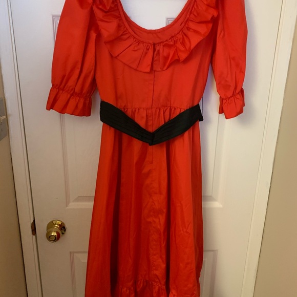 Vintage taffeta red dress with black belt - Picture 4 of 5